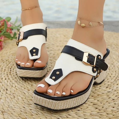 2025 New Wedges Clip Toe Slippers Women High Heels Shoes Sexy Heeled Sandals Fashion Beach Flip Flops Pumps New Dress Sandals