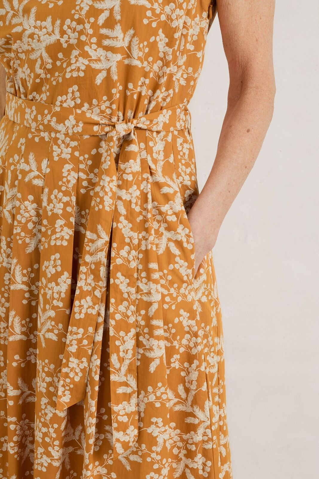 Seasalt Women'S Dress - Yellow Belle Fit-And-Flare Midi Dress - Regular - Mimosa