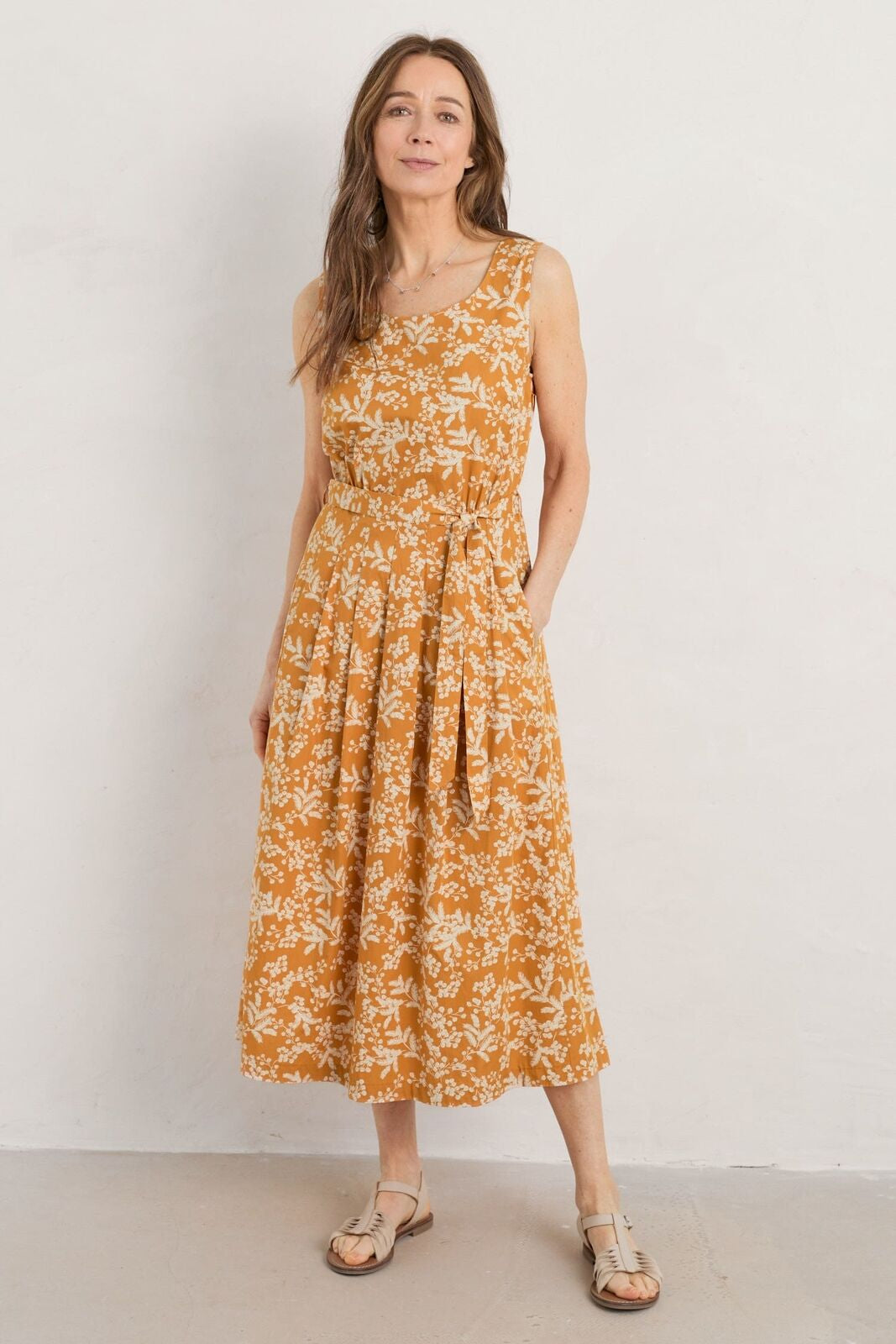 Seasalt Women'S Dress - Yellow Belle Fit-And-Flare Midi Dress - Regular - Mimosa