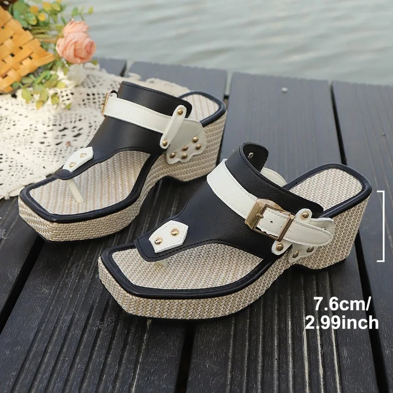 2025 New Wedges Clip Toe Slippers Women High Heels Shoes Sexy Heeled Sandals Fashion Beach Flip Flops Pumps New Dress Sandals