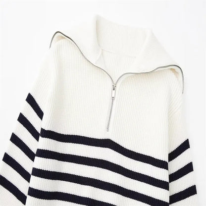 vHaren – Half-Zip Hoodie with Stripe Pattern