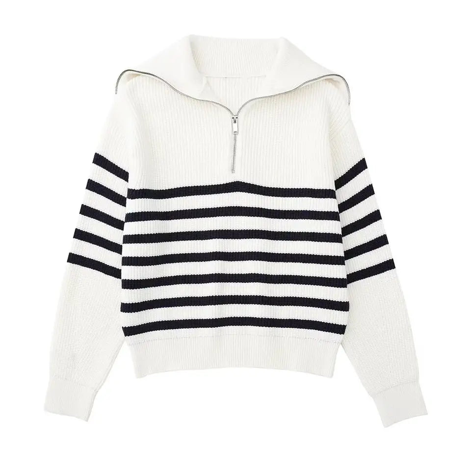 vHaren – Half-Zip Hoodie with Stripe Pattern