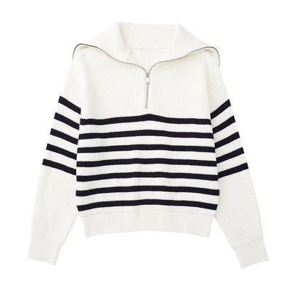 vHaren – Half-Zip Hoodie with Stripe Pattern