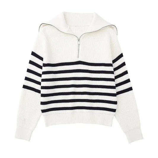 vHaren – Half-Zip Hoodie with Stripe Pattern