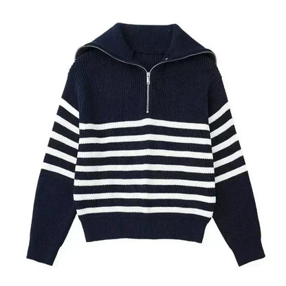 vHaren – Half-Zip Hoodie with Stripe Pattern