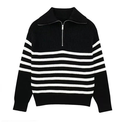 vHaren – Half-Zip Hoodie with Stripe Pattern