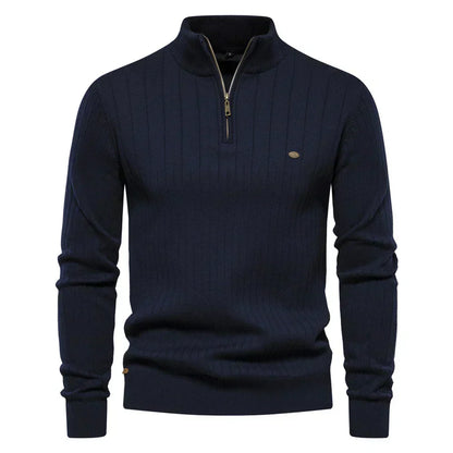 Half-Zip Sweater with Stripe Pattern