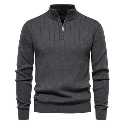 Half-Zip Sweater with Stripe Pattern