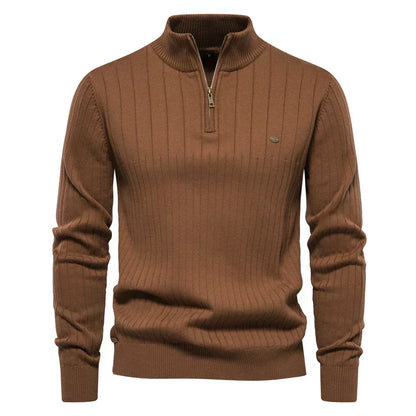 Half-Zip Sweater with Stripe Pattern