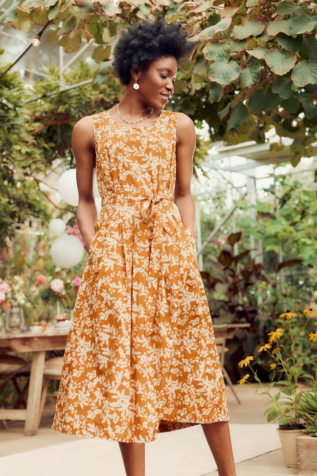 Seasalt Women'S Dress - Yellow Belle Fit-And-Flare Midi Dress - Regular - Mimosa