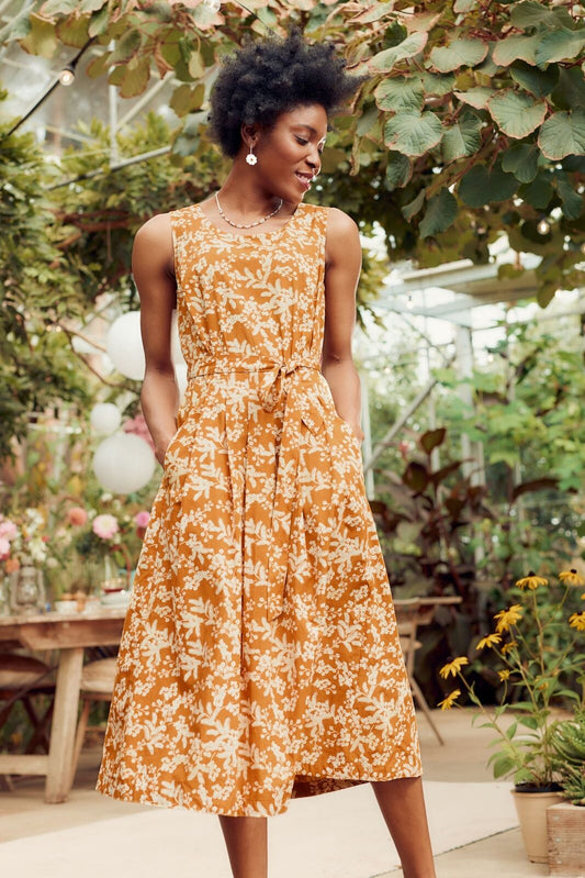 Seasalt Women'S Dress - Yellow Belle Fit-And-Flare Midi Dress - Regular - Mimosa